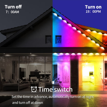 Permanent Eave Lights RGB Outdoor 200FT - Music Sync, Scene Modes, App Controlled Under Eave LED Lighting for House Exterior