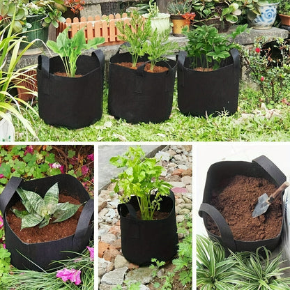 Black 5-Gallon-Labeled Grow Bags with Handles in 10-Pack or 20-Piece Checkout Options for Garden Planting
