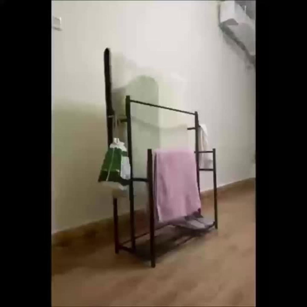Three-Tier Freestanding Towel Rack in Small or 47-Inch Black Floor-Standing Configurations
