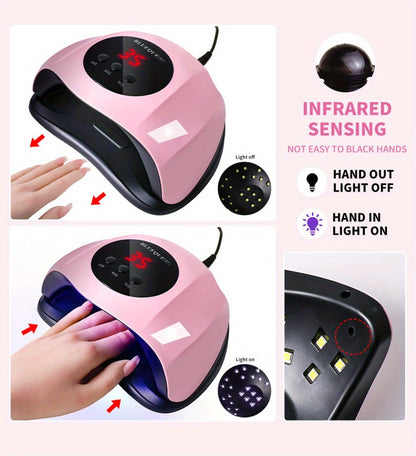 8T UV LED Nail Lamp with 24 Light Beads, Infrared Hand Sensor, 30/60/90s Timers and Two USB Styles