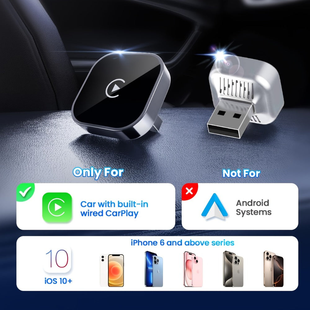 Wireless CarPlay Adapter 2-in-1 for iPhone & Android Auto, Mini USB-C Dongle, Convert Wired to Wireless, Plug & Play, Auto Connect, Low Latency, Dual-Band 2.4G+5G – 2026 Upgraded
