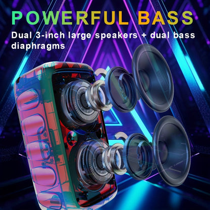 Portable Bluetooth Speaker KTS-1265 with Dual Drivers, RGB, 2400mAh, USB-C and About 4 Hours Playback