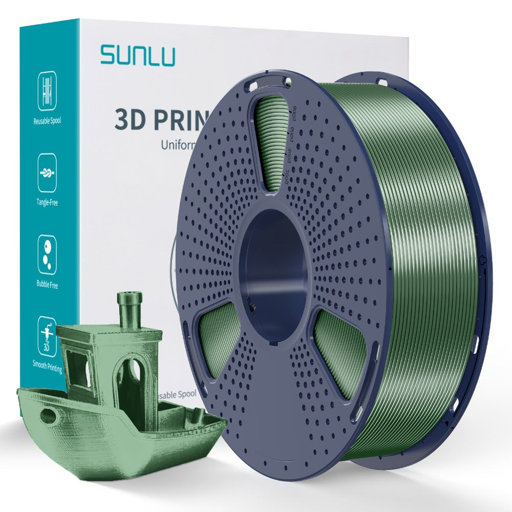 3D Printer Filament SUNLU Silk PLA+ 1.75mm 1kg Reusable Spool in Blue, Bronze, Yellow, Purple or Brass