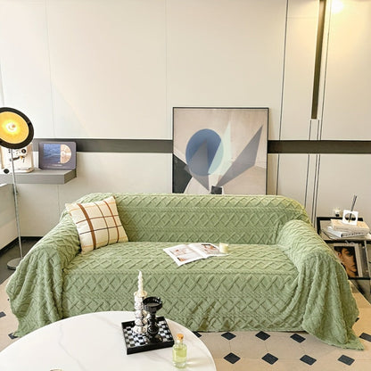 Sofa Cover 300 GSM Shu Velveteen Jacquard Throw in Three Sizes and Five Solid Colors for Armchair to Sectional