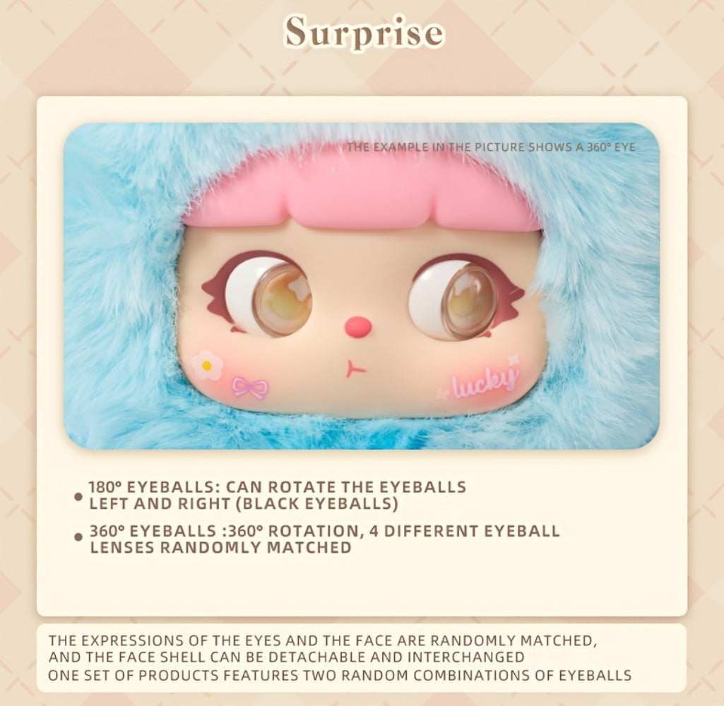 Plush Toy – Kawaii Rabbit with Detachable Face Panel and Assorted Character Styling for Display