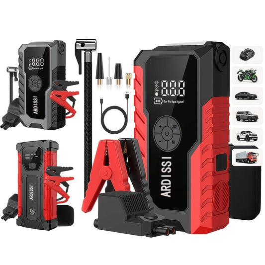 5-in-1 Jump Starter 5000A Peak – 10000mAh Power Bank, 150PSI Air Inflator, Type-C & LED Emergency Light for 12V Gas & Diesel Engines