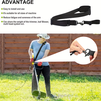 Two-Piece Adjustable Trimmer Shoulder Strap Set with Pictured Black Webbing, Clips and 33.46-Inch Length