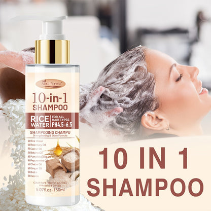 Rice Water Shampoo and Conditioner Set for Women — Fermented Rice Water 10-in-1 Hair Care for Volumizing, Anti-Frizz, Heat Protection & Damage Repair, Thicker Fuller Hair