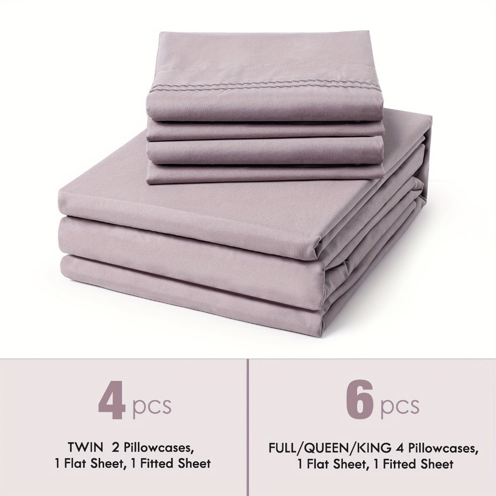 Bed Sheet Set Sanded Polyester Microfiber with 35–39 cm Pocket and Solid or Stripe Pattern Options