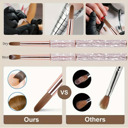 Round Nail Art Brush with Pink Sparkle Handle in Sizes 8, 10 or 12 and Three-Piece Set Option