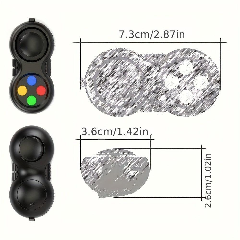 Fidget Pad Game Controller Design 8-in-1 Sensory Toy for Kids Adults – ADHD Anxiety Stress Relief Handheld Cube 7 Colors Variety Pack