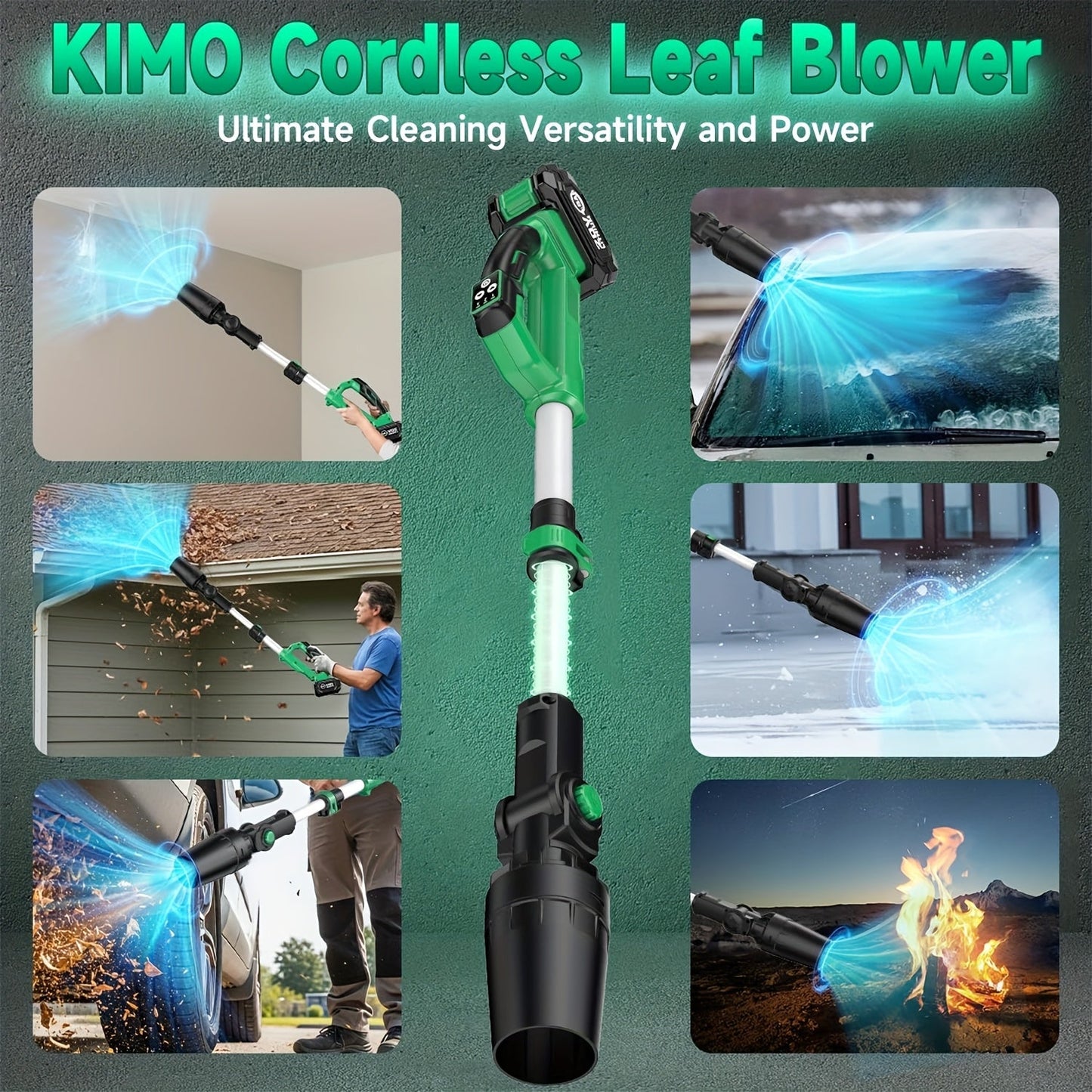 KIMO 20V Brushless Cordless Leaf Blower 650CFM 280MPH with 4000mAh Battery & Fast Charger, 31000RPM Turbo Motor, 3-Speed, Lightweight Handheld for Yard Patio Snow Blowing
