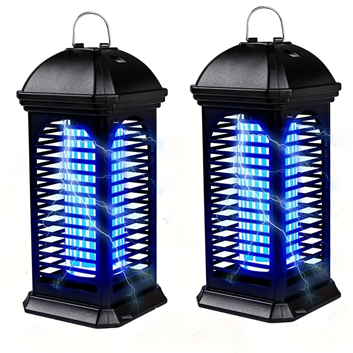 Cylindrical Plug-In Bug Zapper with Blue Grid Light in Black Single or Two-Piece Upgrade Options