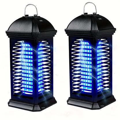 Cylindrical Plug-In Bug Zapper with Blue Grid Light in Black Single or Two-Piece Upgrade Options