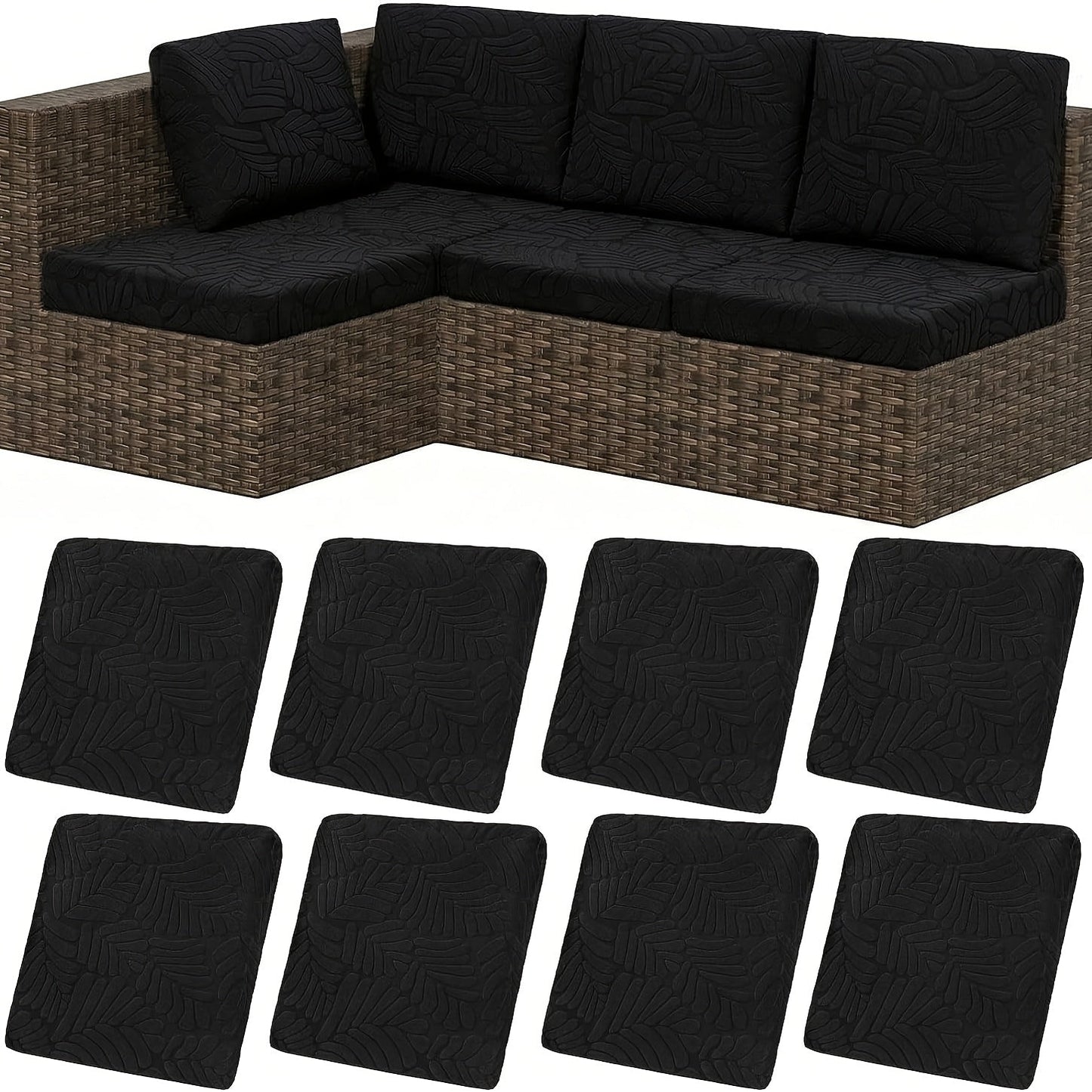 Outdoor Cushion Cover shown in the Black, 8PCS option