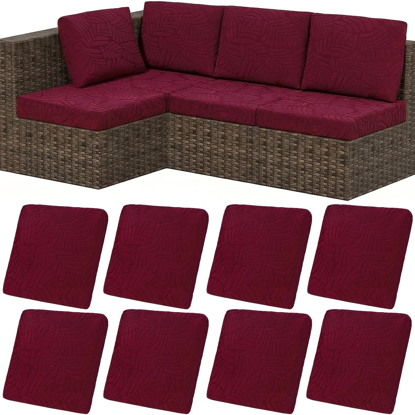Outdoor Cushion Cover shown in the Red, 8PCS option