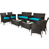 8PCS Mix Brown+Turquoise