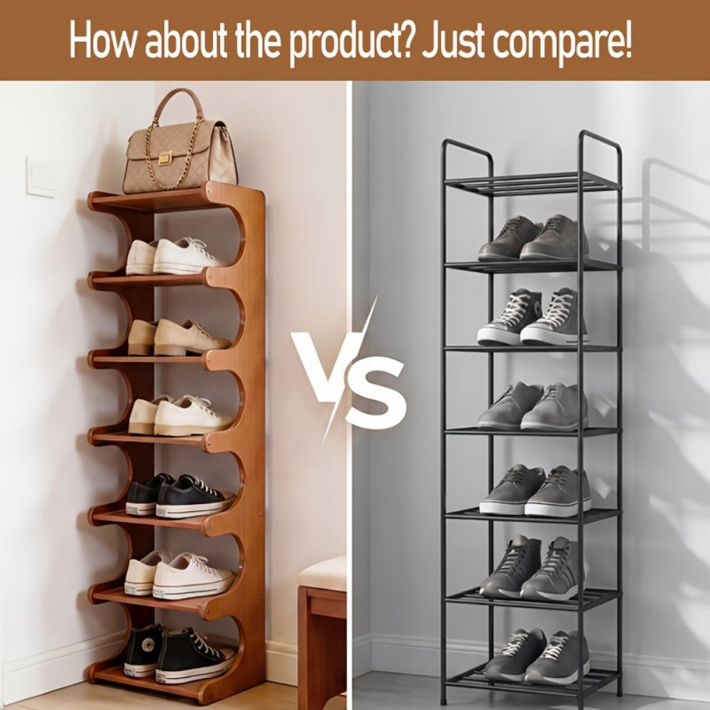 8-Tier Freestanding Shoe Rack with Tool-Free Assembly, Closet Shoe Shelf detail image - detail view 10