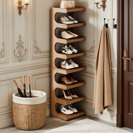 Shoe Rack, Bamboo 4-8 Tier Freestanding Shoe Organizer for Entryway Hallway Bedroom Closet shown in the main product view