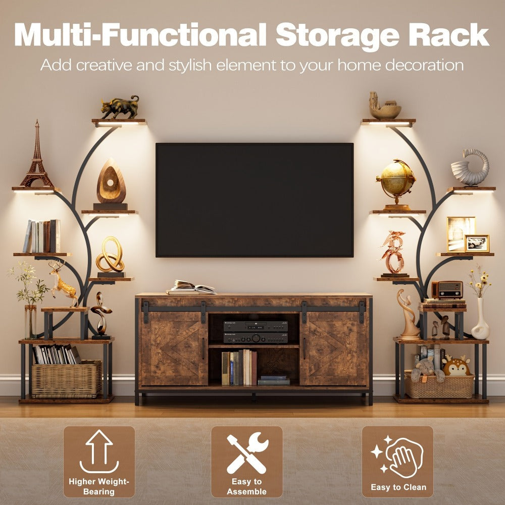 8-Tier Metal Display Shelf with LED Lighting for Living Room detail image - detail view 10