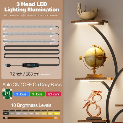 8-Tier Metal Display Shelf with LED Lighting for Living Room detail image - detail view 6