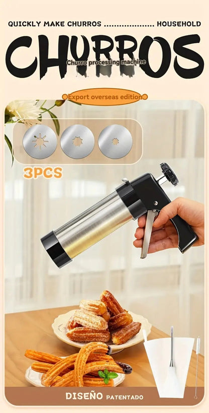Eight-Piece Manual Cookie Press with Eight Discs and Stable Base for Biscuits and Pastry Baking