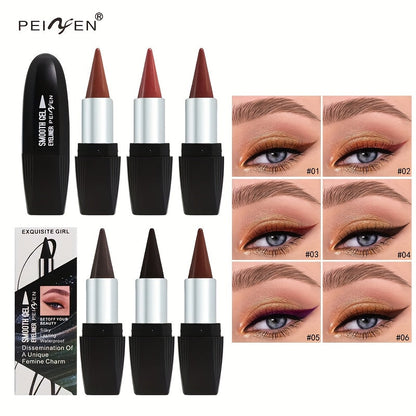 Six-Color Twist-Up Cream Liner Set for Makeup in Brown, Black and Red-Brown Shades with 3g Sticks