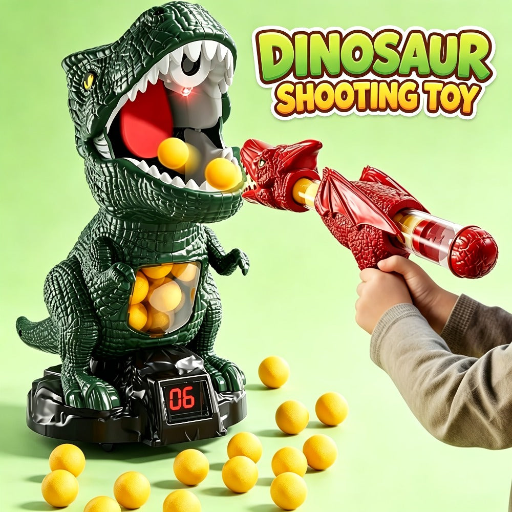 Dinosaur Shooting Game Toy with Sound Light & Spray – Movable Dino Target Launcher Set with Foam Bullets & Goggles for Boys Kids Ages 3+, Indoor Outdoor Blaster Birthday Gift