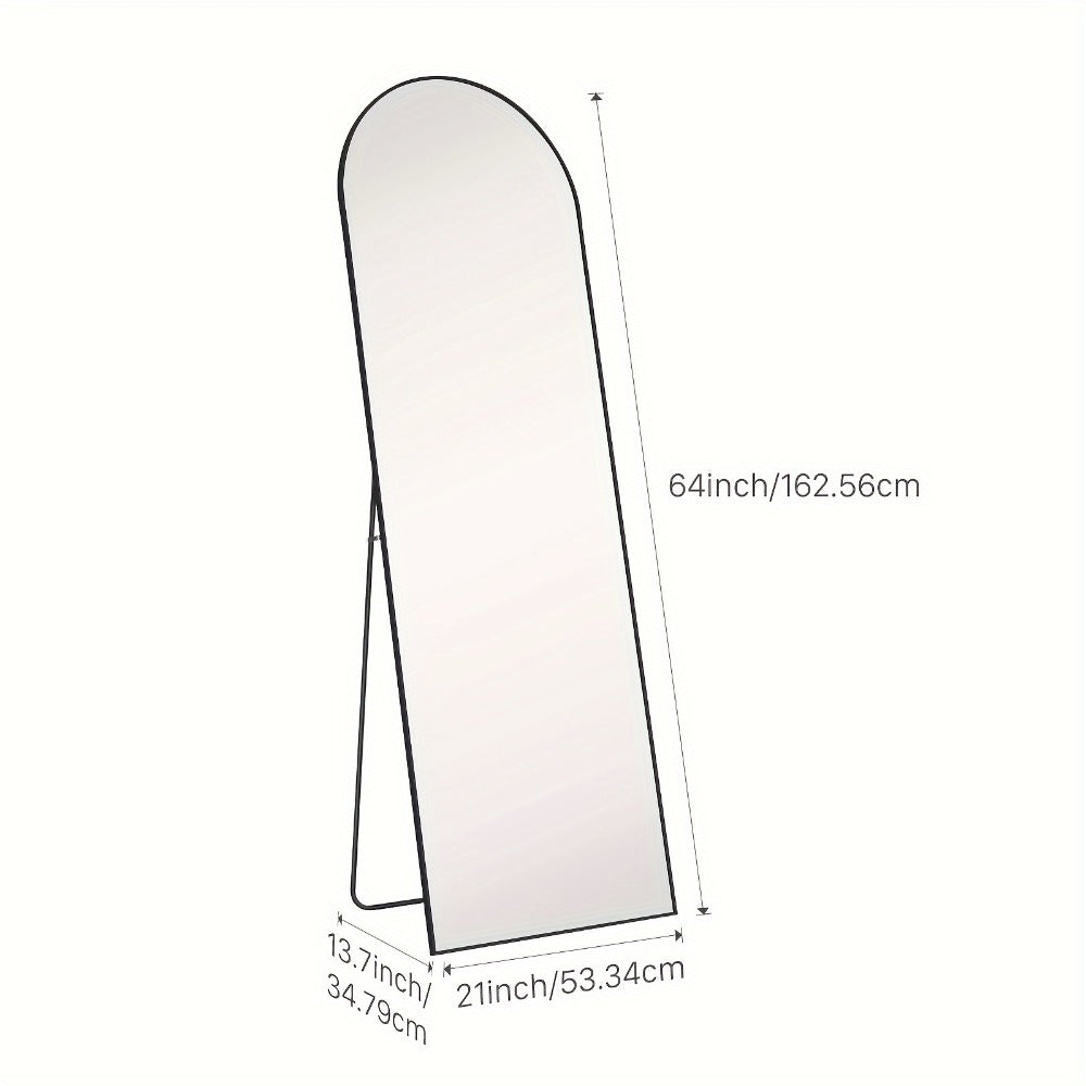 Full Length Floor Mirror with Stand – Arched & Rectangular Full Body Mirror, Aluminum Alloy Frame, Shatter-Proof Nano Glass, Bedroom Living Room Cloakroom Wall Leaning Mirror