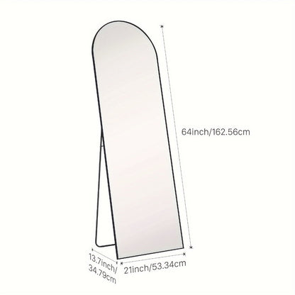 Full Length Floor Mirror with Stand – Arched & Rectangular Full Body Mirror, Aluminum Alloy Frame, Shatter-Proof Nano Glass, Bedroom Living Room Cloakroom Wall Leaning Mirror