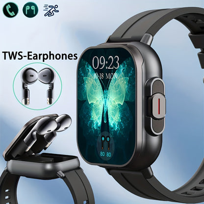 Smart Watch and TWS Earbuds Combo with Integrated Charging Case and Ten Metal Strap Selections