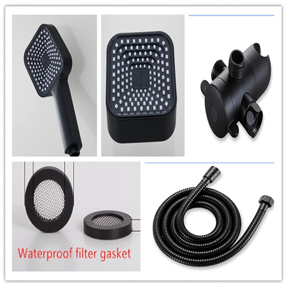 Dual Handheld Shower Kit with 4-Inch Spray Head, Long Hose, 3-Way Diverter and Silver or Black Finish