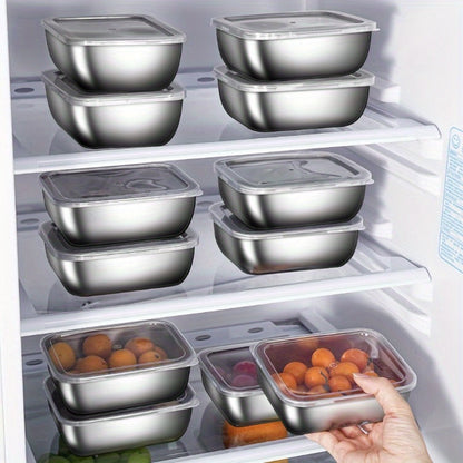 Food Storage Containers 304 Stainless Steel Set with Lids in Five-, Six- or Eight-Piece Options