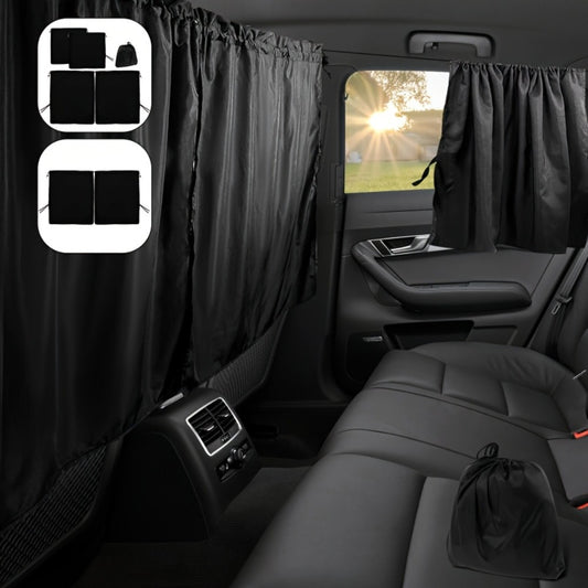 Car Privacy Curtain Set 3-Piece 99% Blackout | Extra-Large Rear Seat Divider & Side Window Curtains, Double-Layer Fabric, Fits Sedan SUV Pickup, Camping Sleep Sun Shield