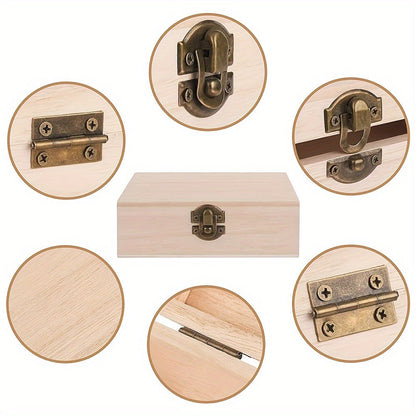 Jewelry Box with Lid & Lock Clasp Set of 3, Vintage Wooden Storage Boxes for Jewelry, Daily Essentials & Gift Packaging