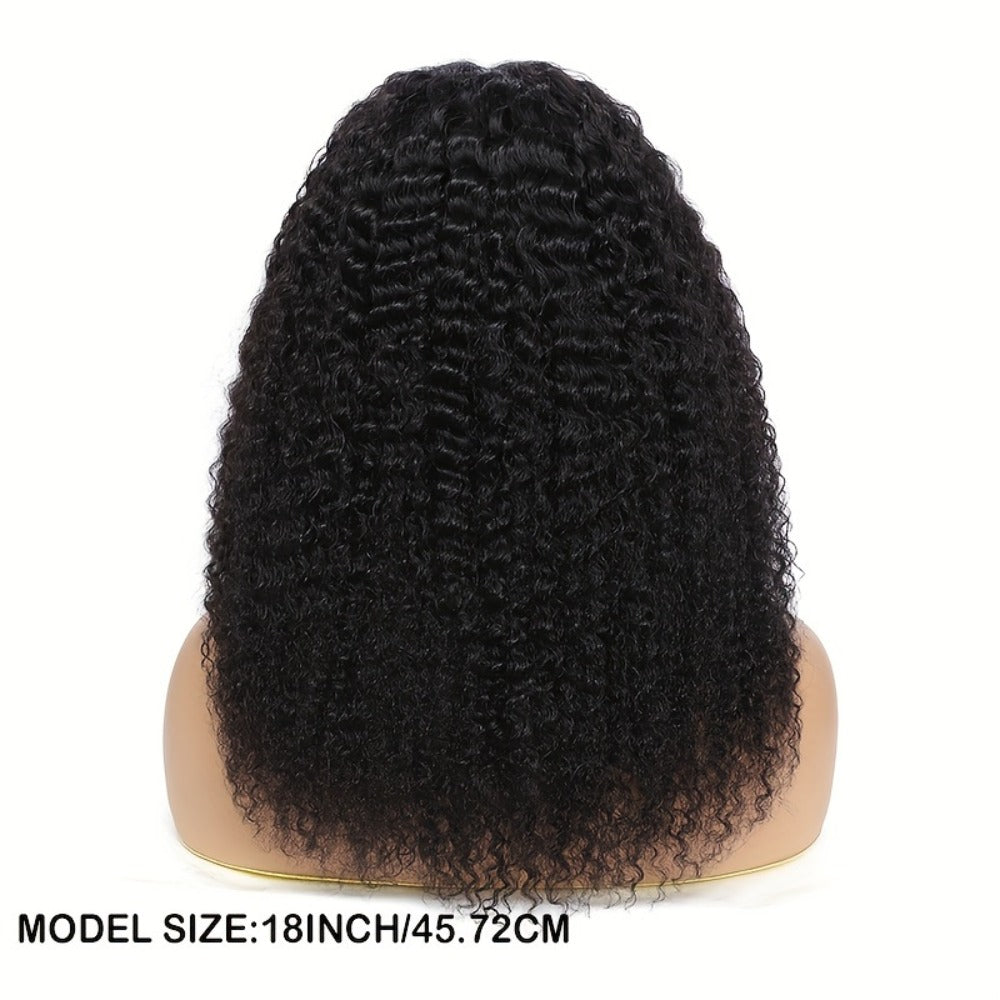 Lace Front Wig Kinky Curly Human Hair Style with 4x4x1 T-Part Lace, 180% Density and 12-22in Lengths