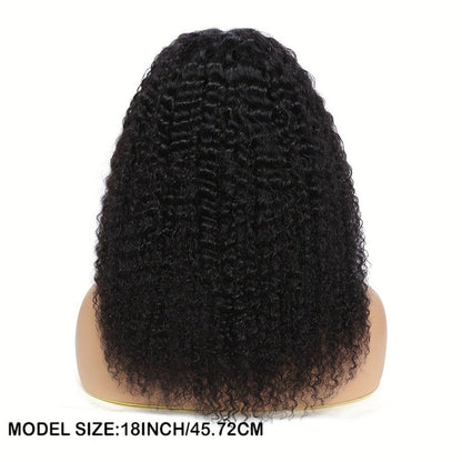 Lace Front Wig Kinky Curly Human Hair Style with 4x4x1 T-Part Lace, 180% Density and 12-22in Lengths