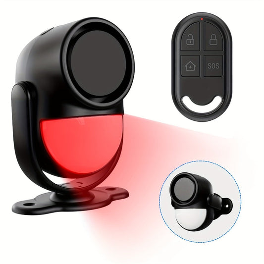 125dB Wireless Motion Sensor Alarm with Siren Light & Remote Control – Indoor Infrared Security Motion Detector for Home, Shed & Garage – Battery Operated PIR Alert System (Black & White)