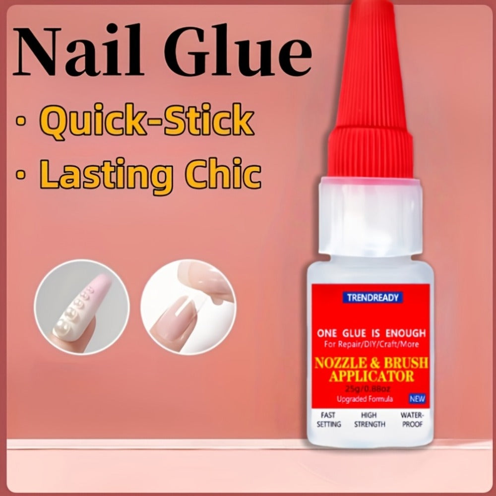 Nail Glue Salon Grade Super Glue 2-Pack – Heavy Duty Clear Adhesive for Artificial Nails, Multi-Surface Repairs, Waterproof with Dropper & Brush, Non-Yellowing