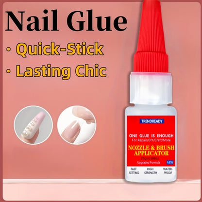 Nail Glue Salon Grade Super Glue 2-Pack – Heavy Duty Clear Adhesive for Artificial Nails, Multi-Surface Repairs, Waterproof with Dropper & Brush, Non-Yellowing