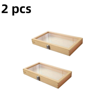 Jewelry Box, Wooden Drawer Display Organizer with Acrylic Window and Buckle Lock in One- or Two-Piece Sets