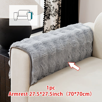 Sofa Cover Thick Faux Rabbit Plush Panels with Anti-Slip Feature for Seat, Armrest, Backrest or Pillowcase