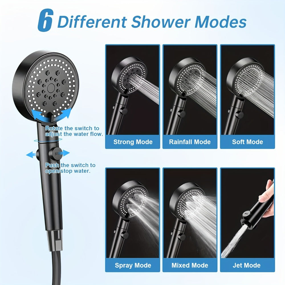 Portable Camping Shower - 6000mAh Battery, 120-Min Runtime, 6 Spray Modes, Smart Display, for Camping, Car Washing, Pet Cleaning, Hiking & Beach