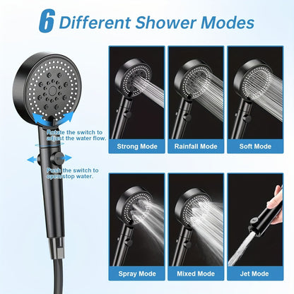 Portable Camping Shower - 6000mAh Battery, 120-Min Runtime, 6 Spray Modes, Smart Display, for Camping, Car Washing, Pet Cleaning, Hiking & Beach