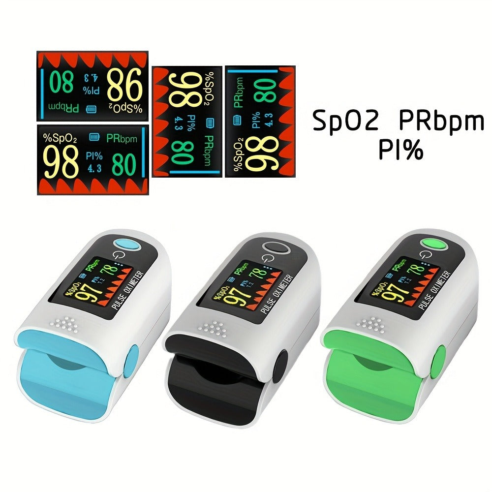 Two-Piece Fingertip Pulse Oximeter Set with Color Display in Black or Blue Checkout Options