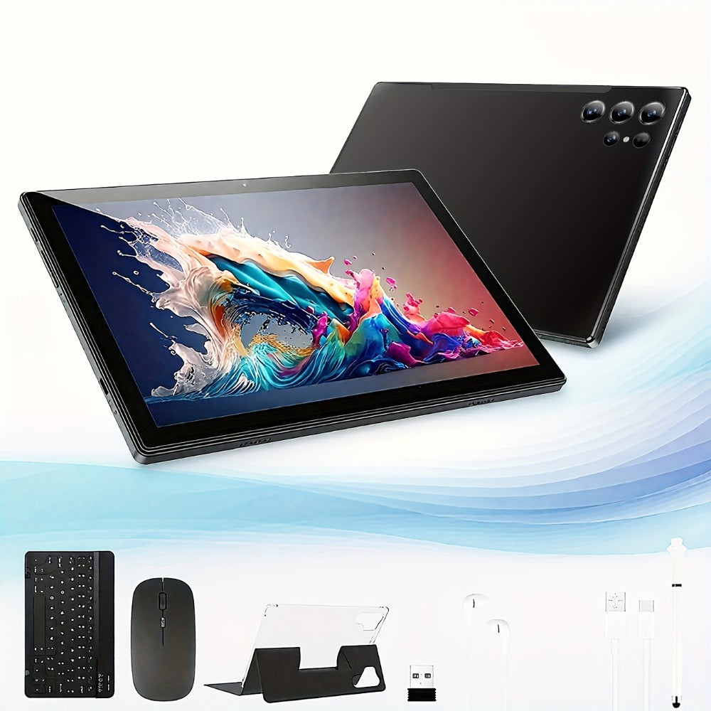 Android Tablet 10.1-Inch with Android 15, 8GB RAM, 128GB Internal Storage and Keyboard Case Bundle