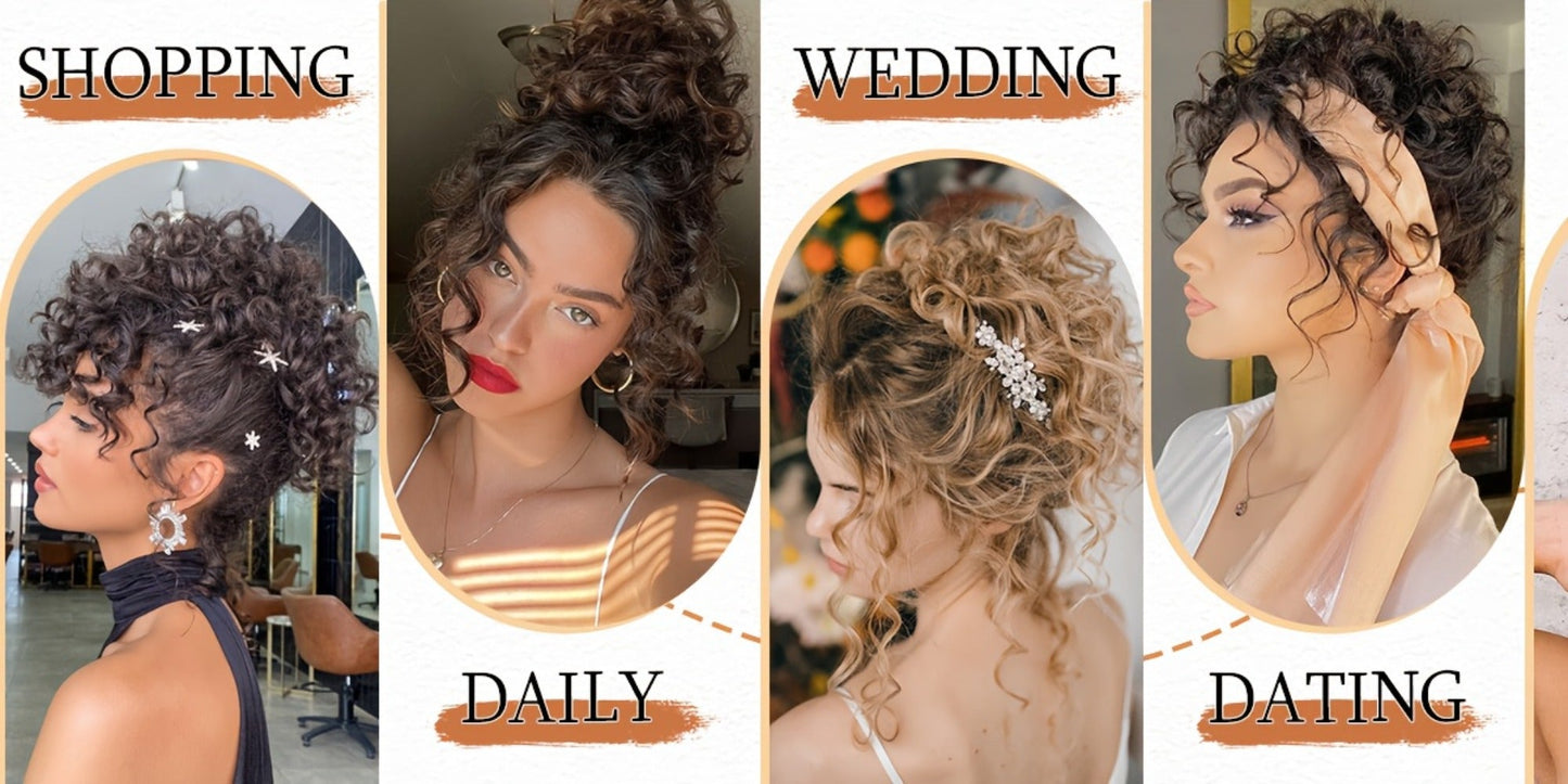Drawstring Curly Bun Hairpiece Clip In Loose Messy Updo Hair Extension 10 Inch – Thick Voluminous Fake Bun Ponytail Wrap for Women Brown Dark Blonde All Hair Types No Heat