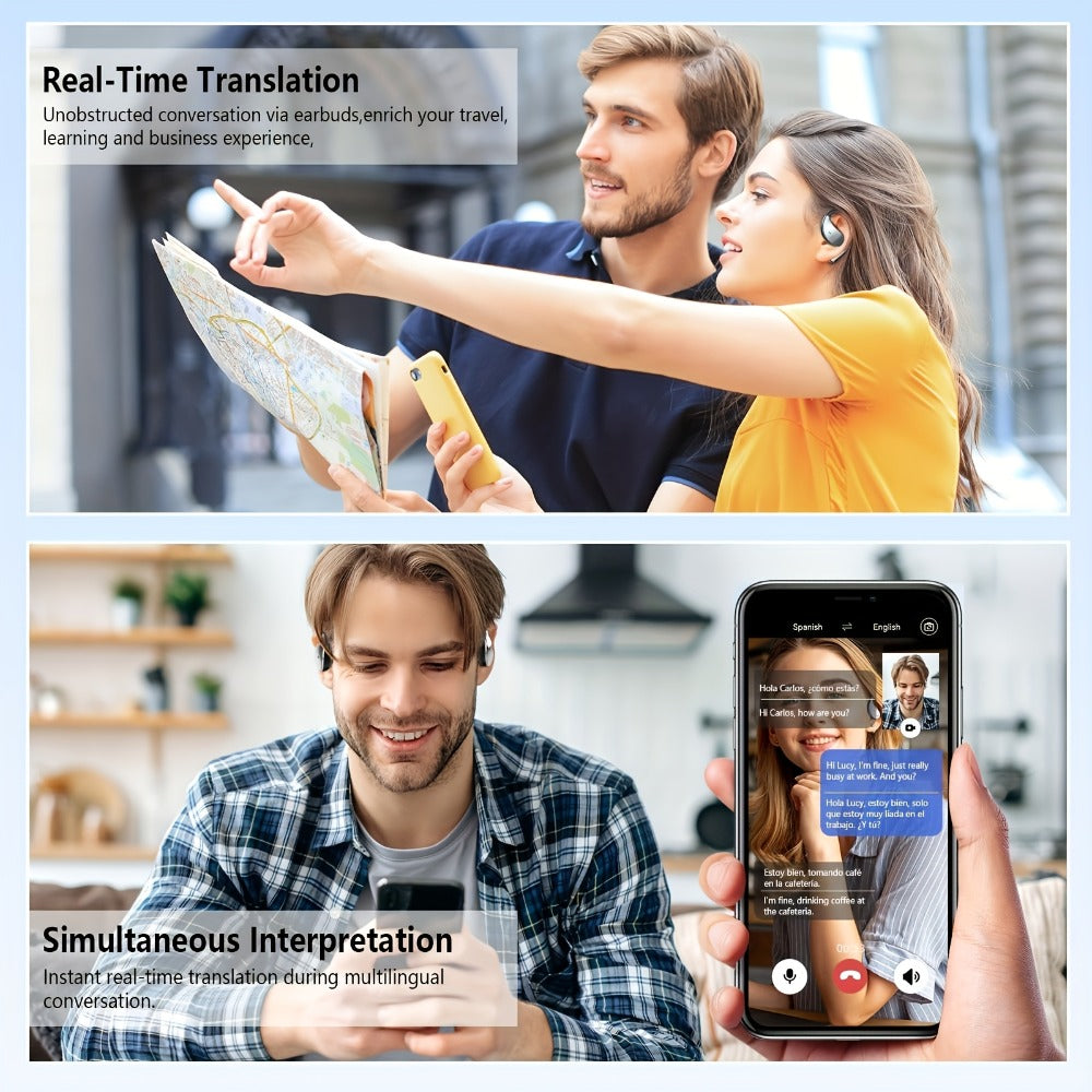 Triple Mode AI Translation Earphones 156 Languages & Accents Real-Time Wireless – 2026 Upgraded Travel Business Study Translator Device Compatible with iOS Android