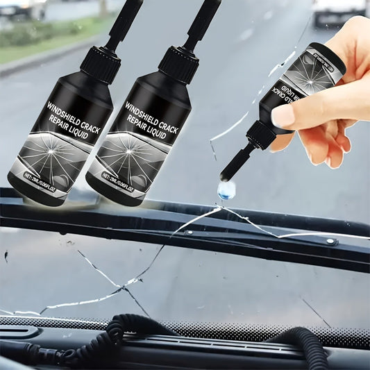 Windshield Repair Kit Nano UV Resin 15-Minute Fix for Bullseye Star Spider Cracks Scratches - DIY Car Glass Crack Repair Fluid with Suction Mount Option
