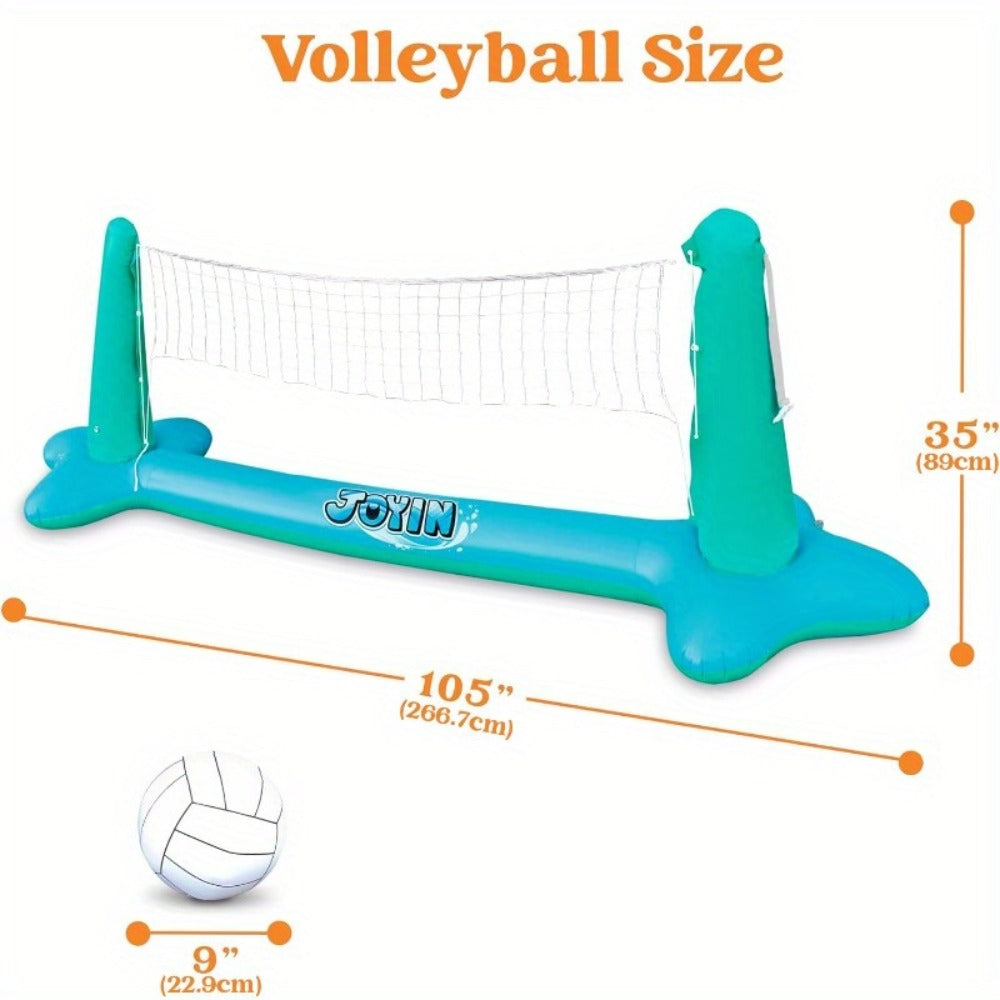 Inflatable Pool Volleyball Set with Basketball Hoop – 2-in-1 Floating Net Court Game for Kids & Adults, Summer Pool Party Toy, Outdoor Swim Sport, Backyard Water Fun